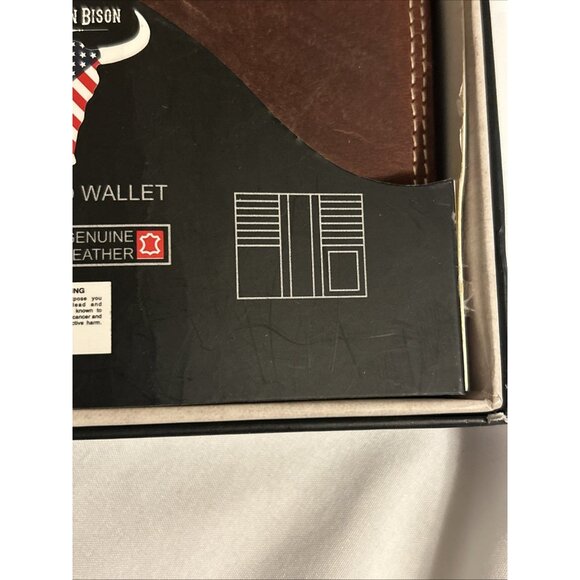 AMERICAN BISON LEATHER RODEO WALLET Genuine Leather Western Cowboy American Flag - Picture 9 of 11